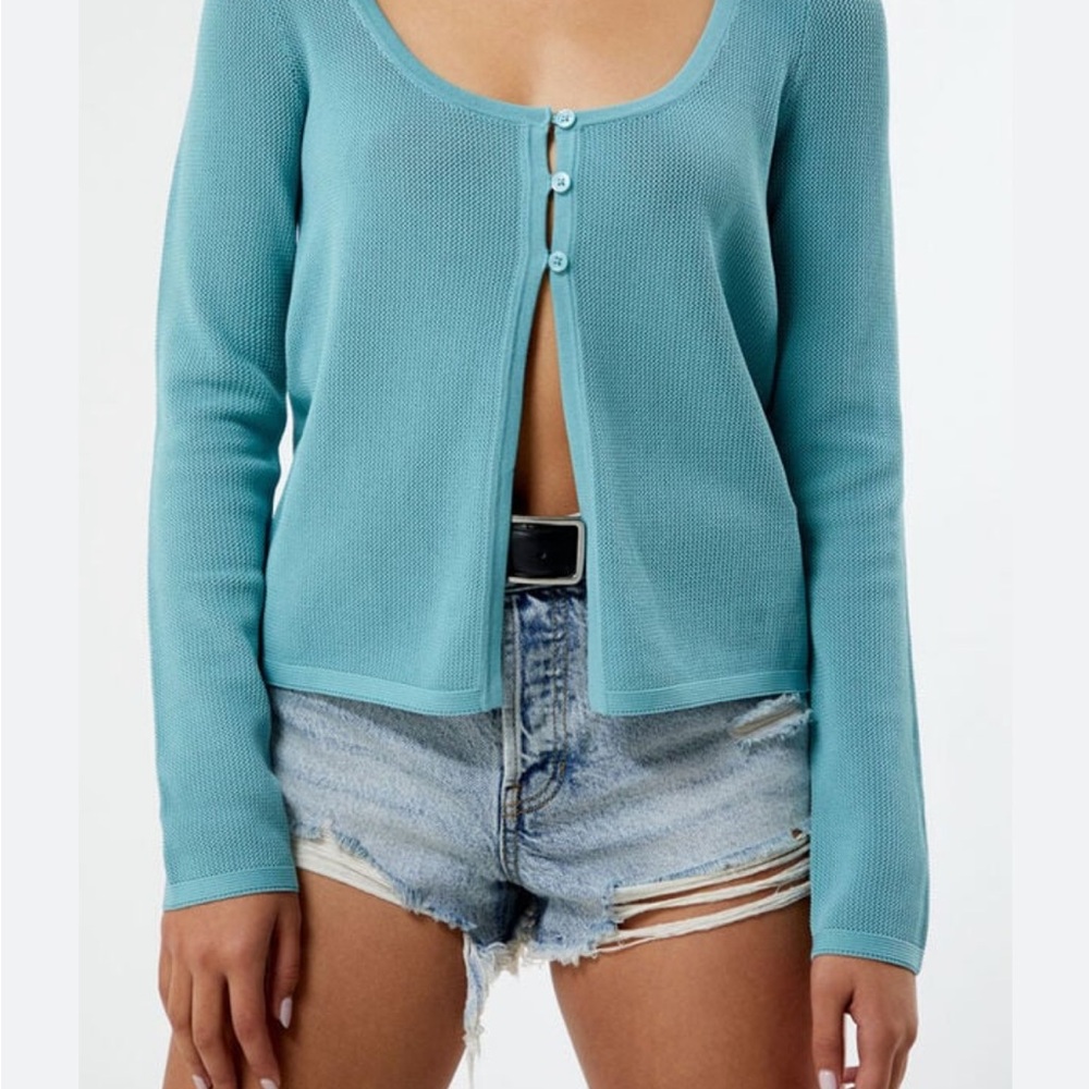Teal Button-Up Cardigan